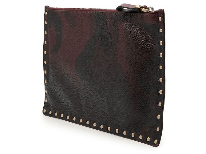 Clutch Valentino Rockstud in pelle di vitello martellata rossa camouflage Rosso Bordò - vista 2