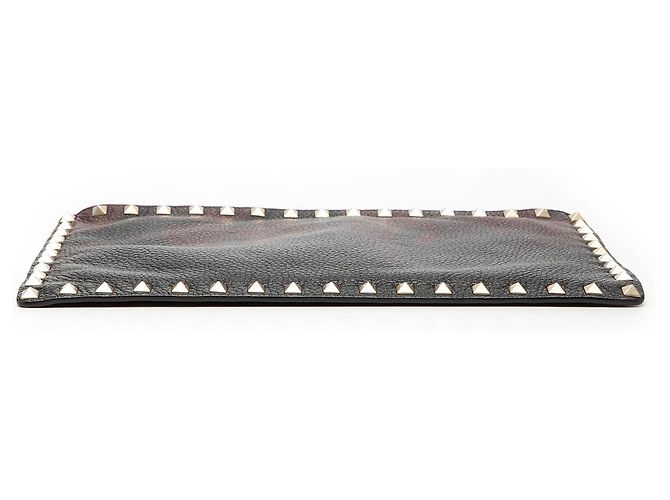 Clutch Valentino Rockstud in pelle di vitello martellata rossa camouflage Rosso Bordò - vista 3