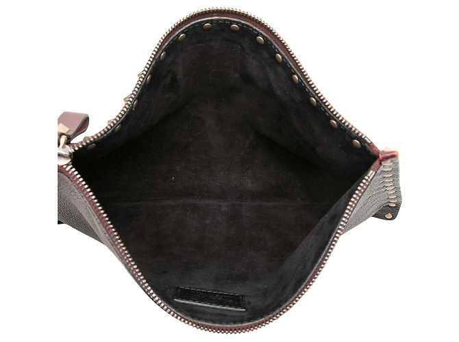 Clutch Valentino Rockstud in pelle di vitello martellata rossa camouflage Rosso Bordò - vista 4