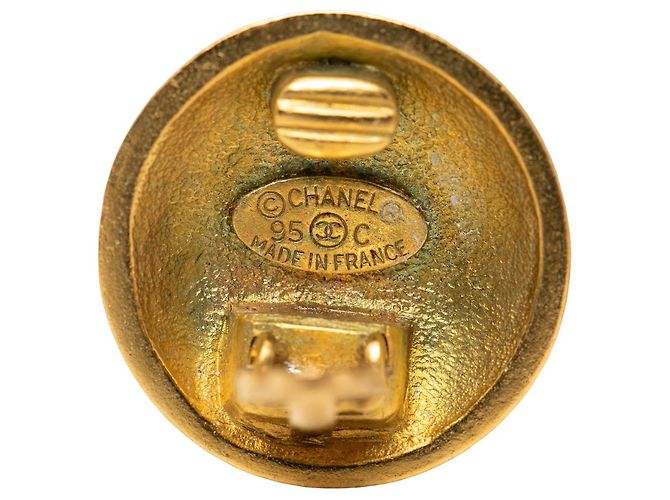 Orecchini Chanel Gold CC placcati oro tondi con clip D'oro - vista 3
