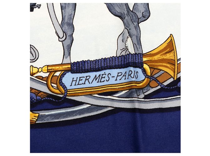 Hermès Seidentuch Blue Marine et Cavalerie 90 Blau - Ansicht 4