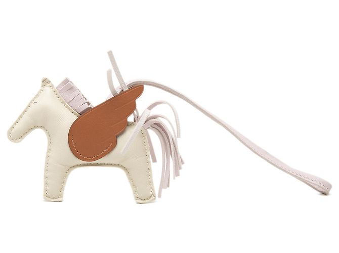 Charm per borsa Hermès White Milo Agnello e Swift Grigri Rodeo Pegase PM Bianco Crudo - vista 2