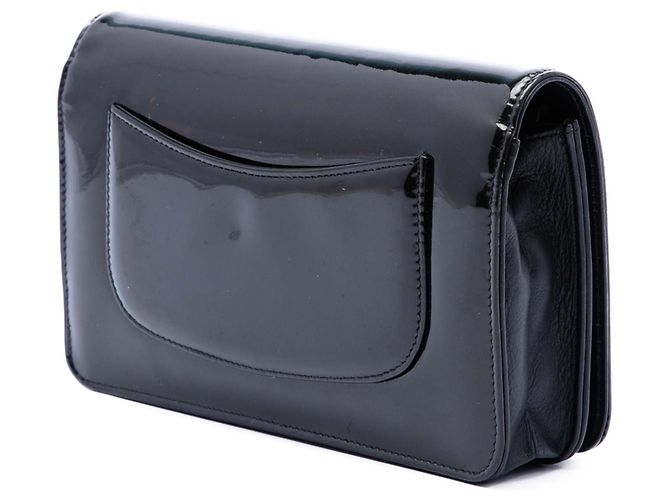 Wallet On Chain Portafoglio con catena Chanel Black CC in vernice decorato con strass Nero - vista 2