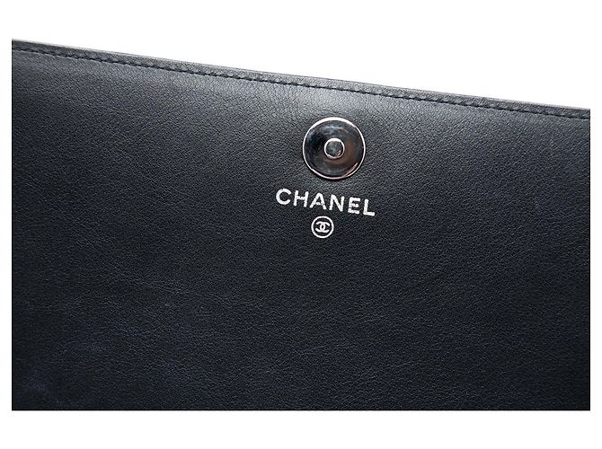 Wallet On Chain Portafoglio con catena Chanel Black CC in vernice decorato con strass Nero - vista 5