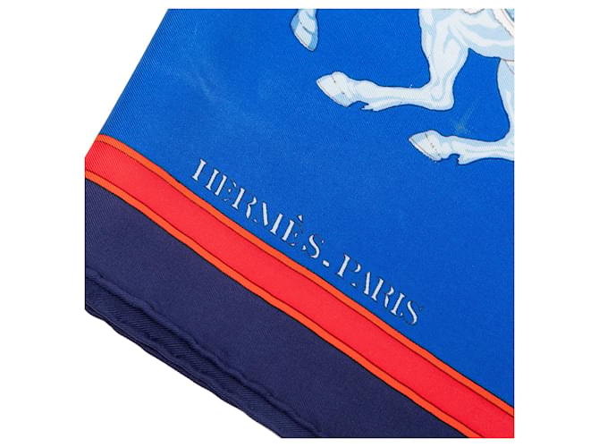 Sciarpa in seta Hermès Blue Carrousel 90 - vista 3