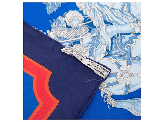 Sciarpa in seta Hermès Blue Carrousel 90 - vista 4