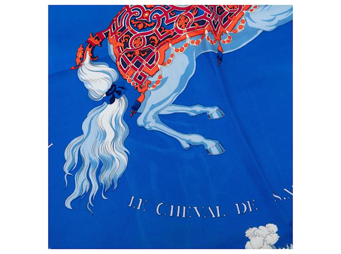 Sciarpa in seta Hermès Blue Carrousel 90 - vista 6