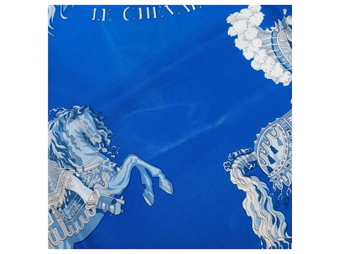 Sciarpa in seta Hermès Blue Carrousel 90 - vista 7