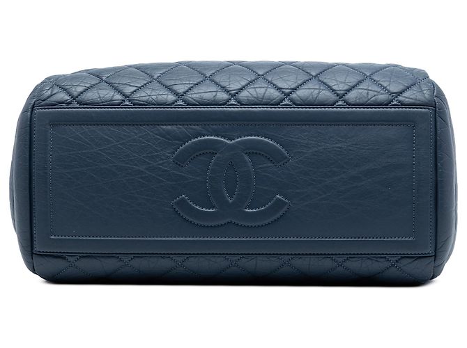 Borsa Bowling Chanel Blue CC in pelle di vitello invecchiata trapuntata - vista 3