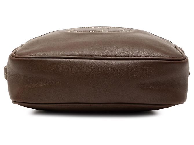 Dior Kamera Tasche aus braunem Leder mit gesticktem CD-Logo Dunkelbraun - Ansicht 3