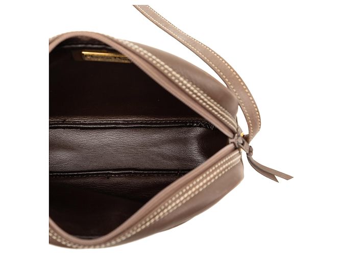 Dior Kamera Tasche aus braunem Leder mit gesticktem CD-Logo Dunkelbraun - Ansicht 4