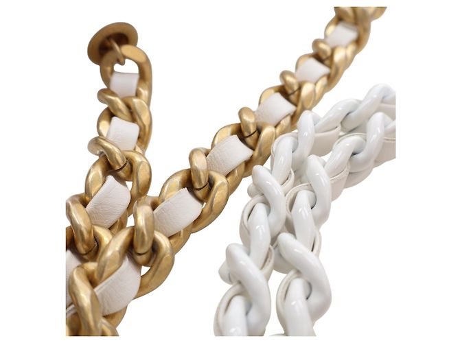 Chanel White Mini Quilted Lambskin Candy Chain Flap Bianco - vista 13