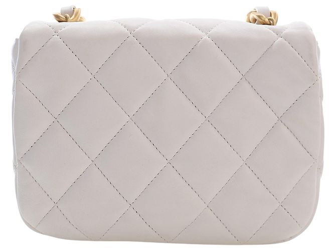 Chanel White Mini Quilted Lambskin Candy Chain Flap Bianco - vista 4