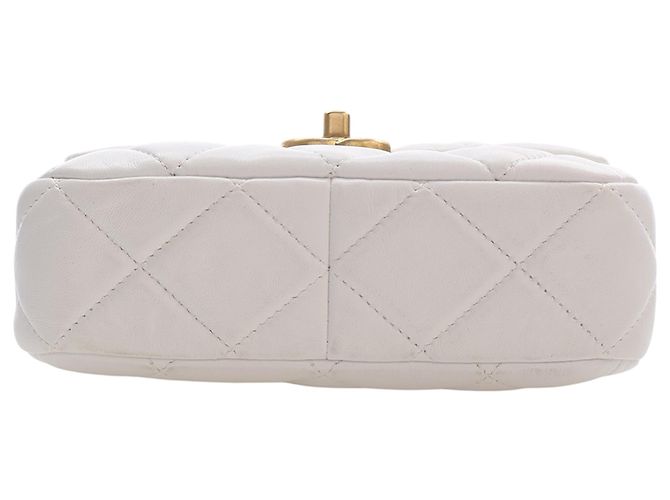 Chanel White Mini Quilted Lambskin Candy Chain Flap Bianco - vista 5