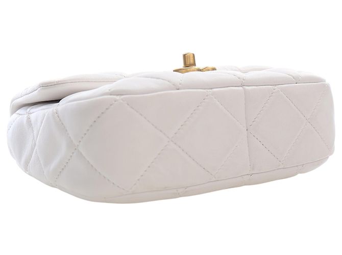 Chanel White Mini Quilted Lambskin Candy Chain Flap Bianco - vista 6