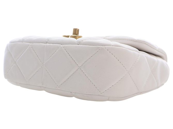 Chanel White Mini Quilted Lambskin Candy Chain Flap Bianco - vista 7