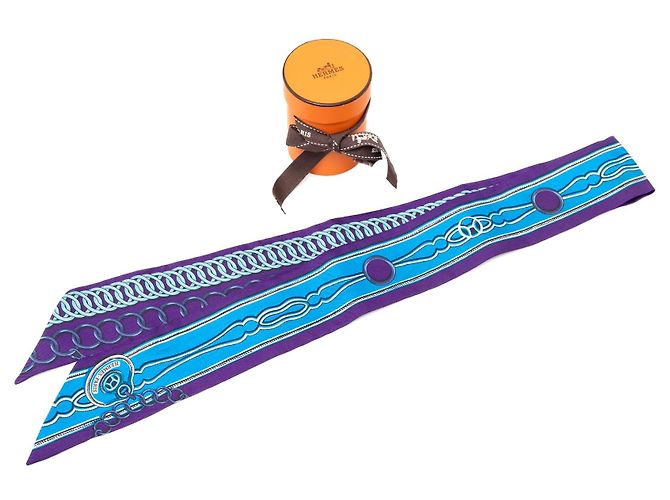 Hermès Purple Maillons Seidentuch Twilly Lila Dunkelviolett - Ansicht 5