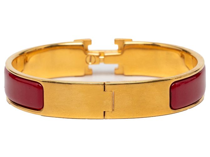 Bracciale Hermès Clic H in smalto rosso stretto PM - vista 3