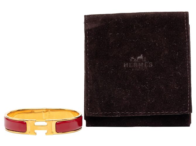 Bracciale Hermès Clic H in smalto rosso stretto PM - vista 6