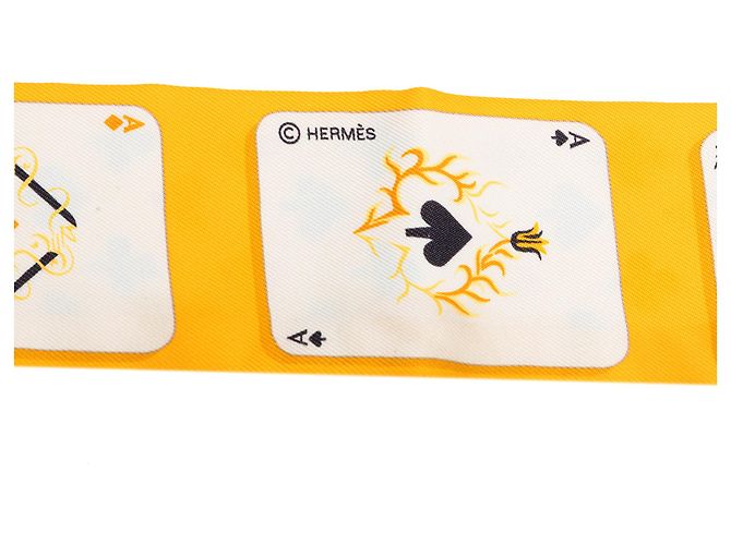 Hermès Seidentuch Twilly Yellow Jeu de Cartes Gelb - Ansicht 4