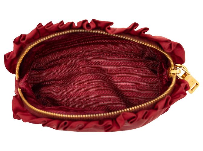 Prada Red Tessuto Kosmetikbeutel mit Rüschen Rot - Ansicht 4