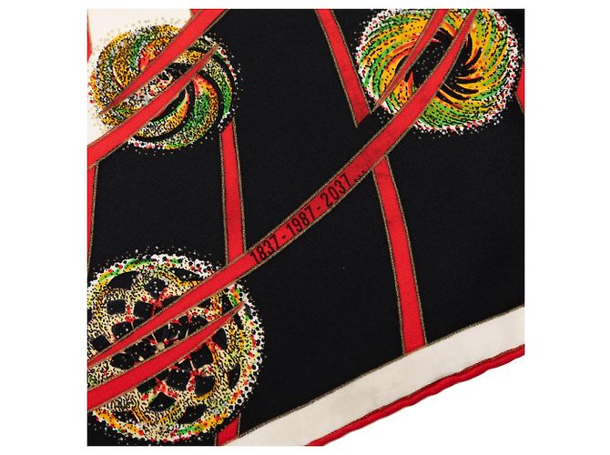 Sciarpa in seta Hermès White Les Feux de L Espace 90 Bianco - vista 5