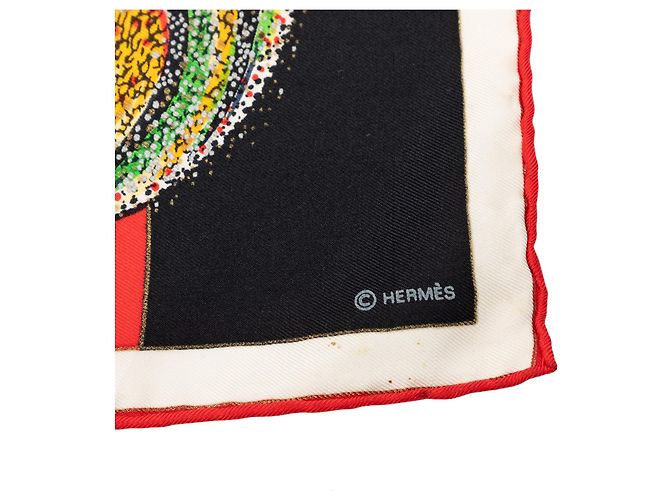 Sciarpa in seta Hermès White Les Feux de L Espace 90 Bianco - vista 8