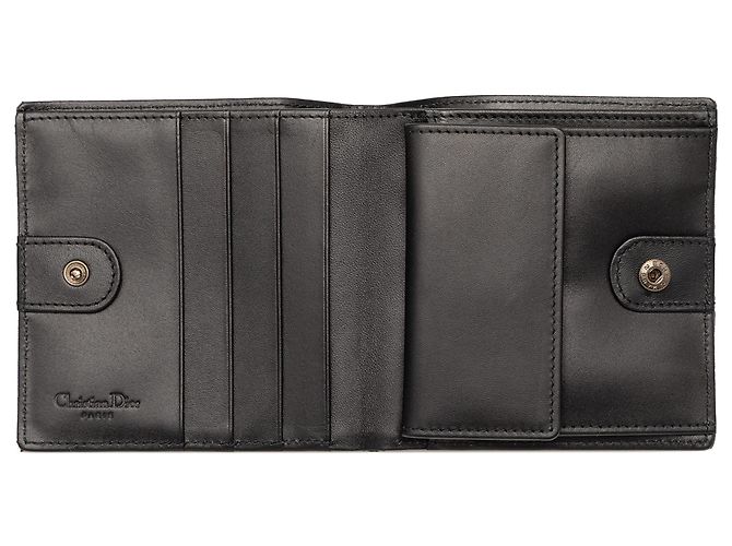 Dior Bifold Compact Wallet aus schwarzem Oblique Canvas - Ansicht 4