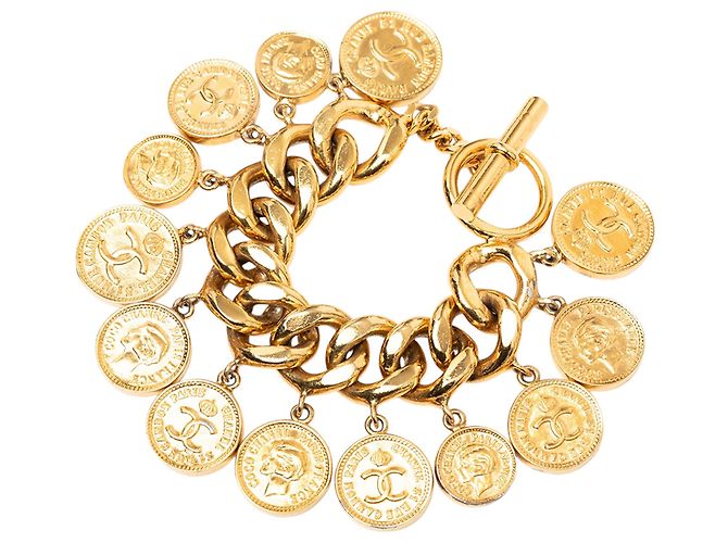 Bracciale Charm Chanel Gold CC Placcato Oro D'oro - vista 2