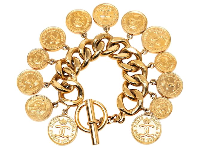 Bracciale Charm Chanel Gold CC Placcato Oro D'oro - vista 3