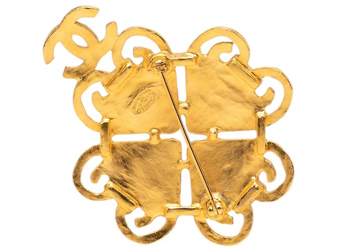 Spilla Chanel Gold CC placcata oro multicolore Gripoix D'oro - vista 2
