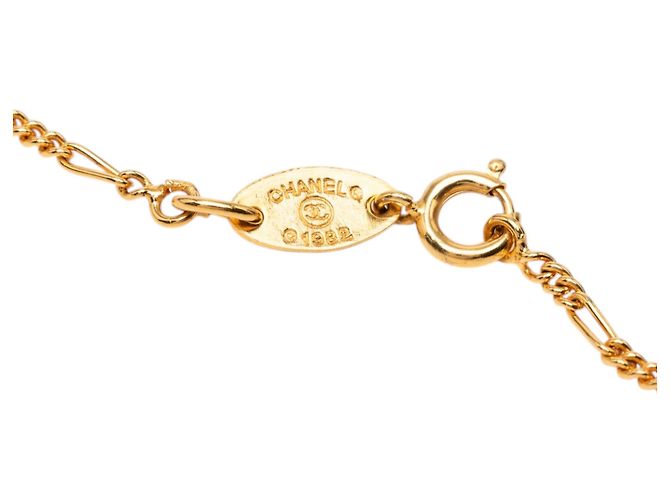 Collana con pendente Chanel Gold CC placcato oro e strass D'oro - vista 4