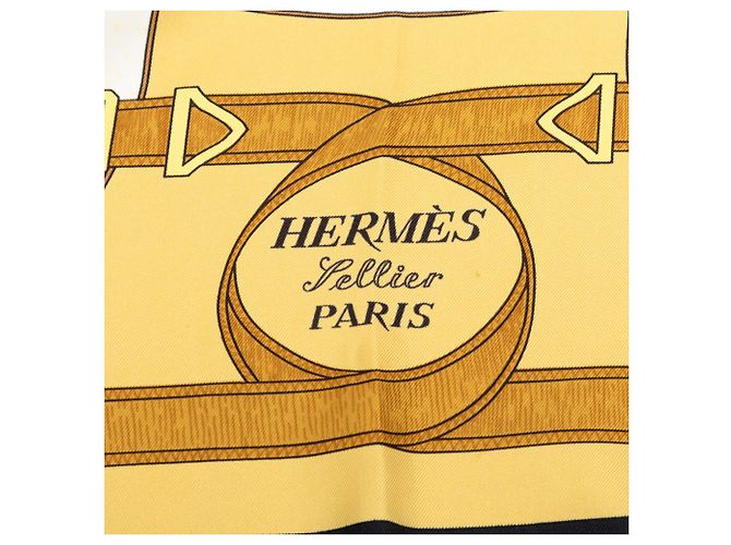 Lenço de seda Hermès Black Eperon D Or 90 Preto - vista 5