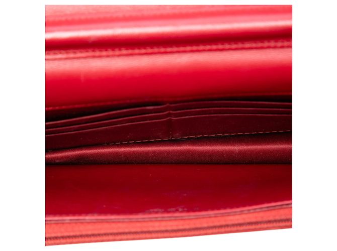 Wallet On Chain Portafoglio con catena Chanel in agnello goffrato Red CC con camelia Rosso - vista 4