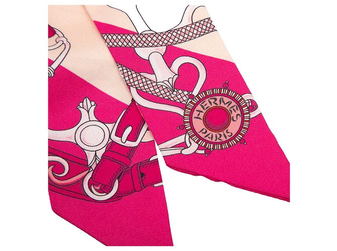 Foulard Twilly in seta Hermès Pink Festival Des Amazones Rosa - vista 5