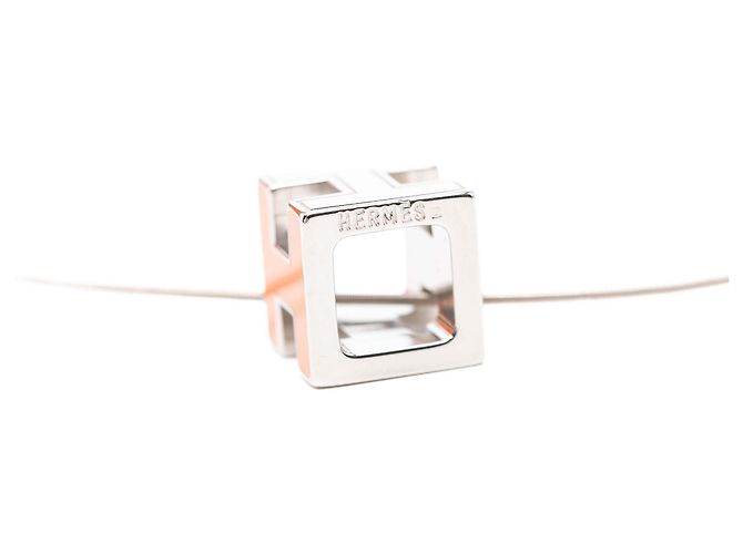 Hermès Cage D Anhänger Halskette aus versilbertem Palladium - Ansicht 5