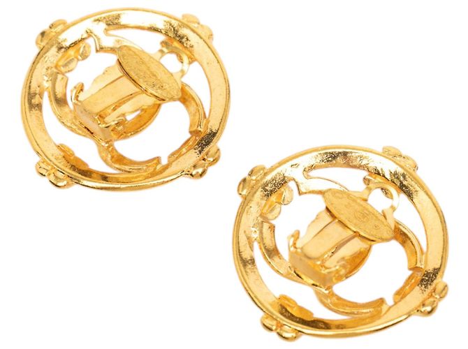 Orecchini Chanel Gold CC placcati oro tondi con clip D'oro - vista 2
