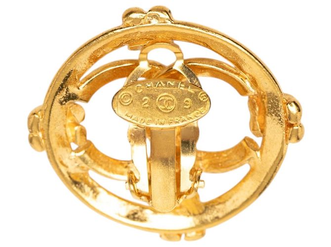 Orecchini Chanel Gold CC placcati oro tondi con clip D'oro - vista 3