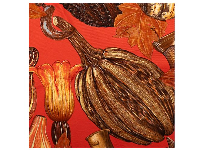 Sciarpa in seta Hermès Orange Citrouilles et Coloquintes 90 Rosso Arancione - vista 4