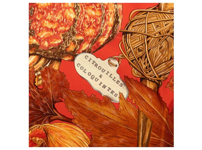 Sciarpa in seta Hermès Orange Citrouilles et Coloquintes 90 Rosso Arancione - vista 5