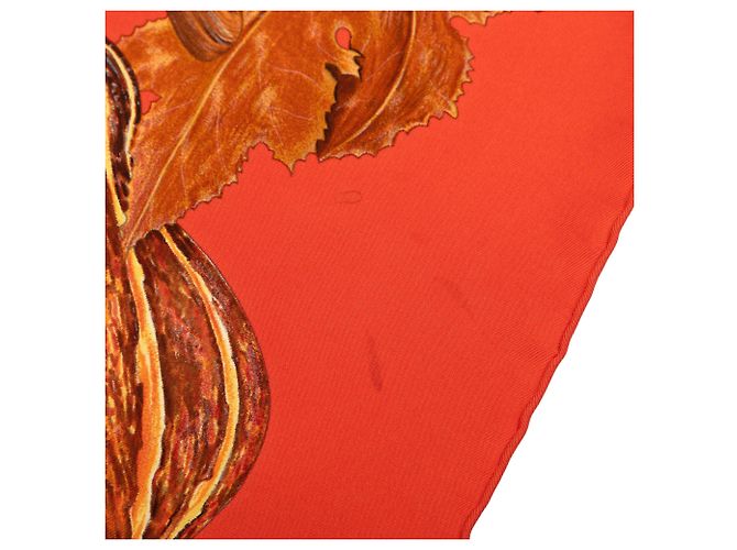 Sciarpa in seta Hermès Orange Citrouilles et Coloquintes 90 Rosso Arancione - vista 7