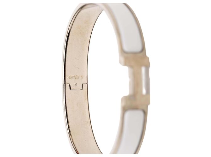 Bracciale Hermès Clic H in smalto bianco stretto GM - vista 4
