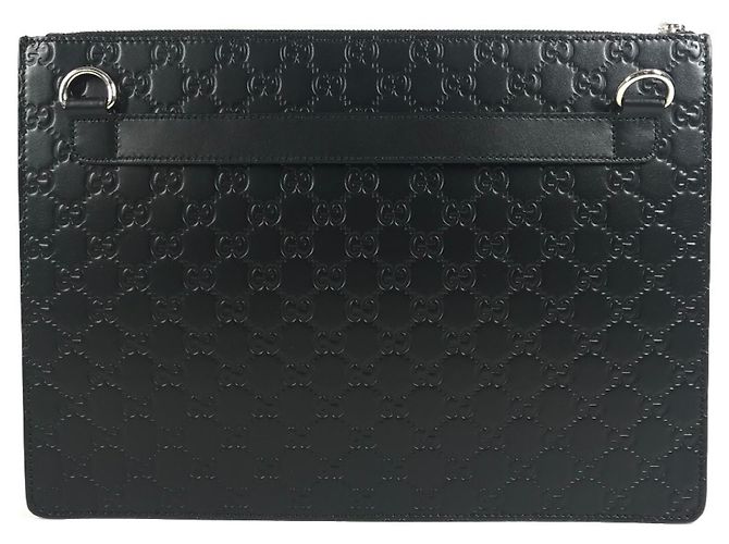 Clutch e borsa a tracolla in pelle nera con logo Gucci Guccissima GG Nero - vista 2