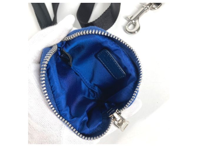 Pochette per guinzaglio per animali con logo Triangle Prada Nero Blu - vista 10