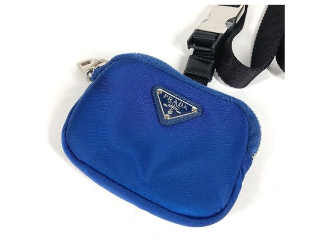 Pochette per guinzaglio per animali con logo Triangle Prada Nero Blu - vista 2