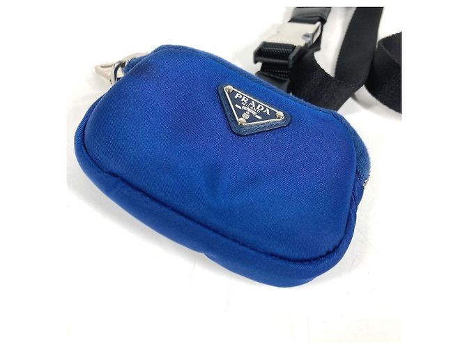 Pochette per guinzaglio per animali con logo Triangle Prada Nero Blu - vista 3