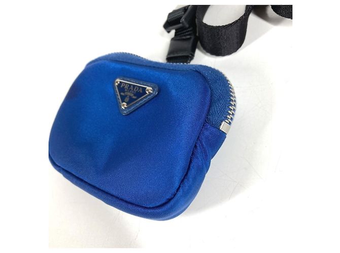 Pochette per guinzaglio per animali con logo Triangle Prada Nero Blu - vista 4