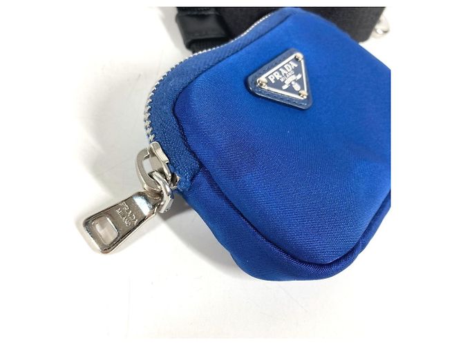 Pochette per guinzaglio per animali con logo Triangle Prada Nero Blu - vista 5