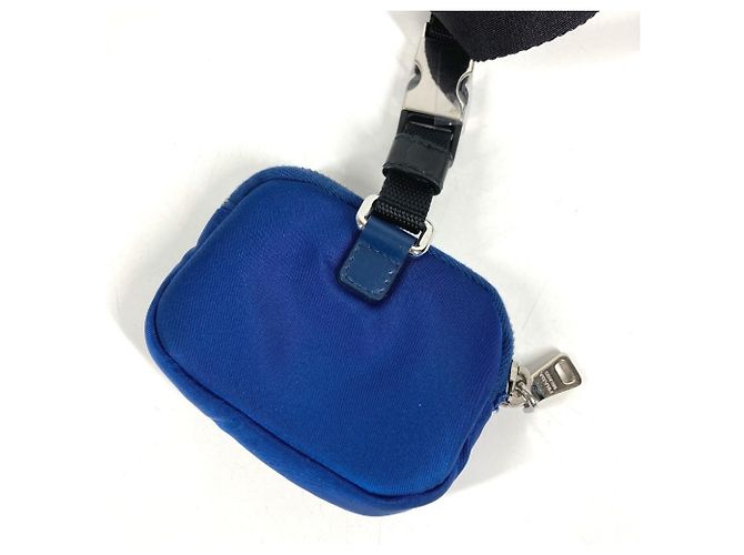 Pochette per guinzaglio per animali con logo Triangle Prada Nero Blu - vista 6