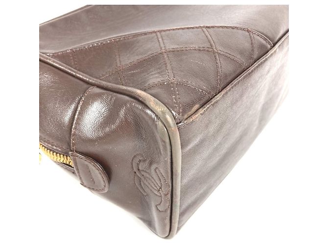 Timeless Borsa logo matelassé vintage di Chanel Marrone - vista 7
